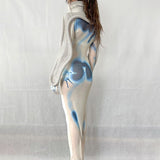 Aesthetic Body Printing Midi Dress