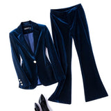 Two Piece Velvety Bell-bottom Suits