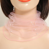Thin Silky Scarf with Faux Pearls