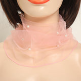 Thin Silky Scarf with Faux Pearls