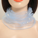 Thin Silky Scarf with Faux Pearls