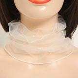 Thin Silky Scarf with Faux Pearls