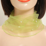 Thin Silky Scarf with Faux Pearls