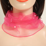 Thin Silky Scarf with Faux Pearls