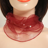 Thin Silky Scarf with Faux Pearls