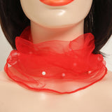 Thin Silky Scarf with Faux Pearls