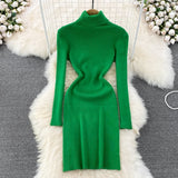 Elegant Turtleneck Knit Bodycon Dress