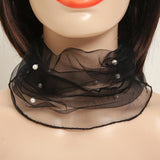 Thin Silky Scarf with Faux Pearls