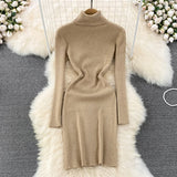 Elegant Turtleneck Knit Bodycon Dress