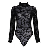 See-through Mesh High Neck Bodysuit