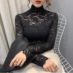 Lace Turtleneck Long Sleeve Top