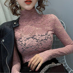 Lace Turtleneck Long Sleeve Top