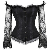 Sexy Off-Shoulder Sleeves Lace Embroidered Corset