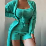 Soft & Fuzzy Loungewear 3-Piece Set (Various colors & lengths)