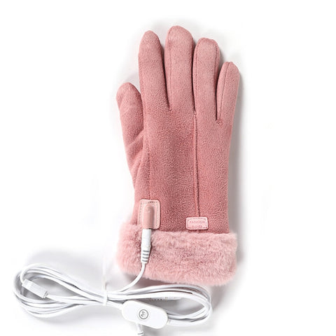 Suede FurLined Electric Heating Gloves
