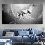 Black Love Kiss Canvas Painting