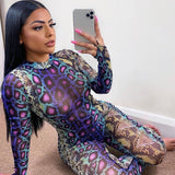 Serpentine Print O-neck Jumpsuit