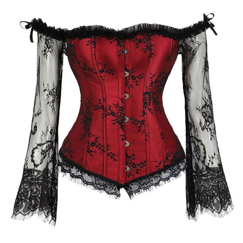 Sexy Off-Shoulder Sleeves Lace Embroidered Corset