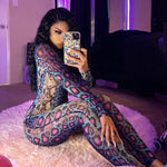 Serpentine Print O-neck Jumpsuit