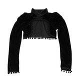 Gothic Black Velvety Crop Jacket