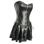 Black Faux Leather Burlesque Corset Dress