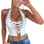 Sexy Hollow Out Leather-like Crop Top