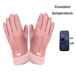 Suede FurLined Electric Heating Gloves