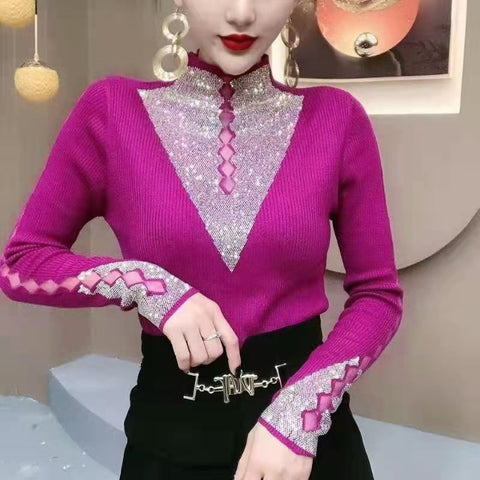 Hollow Mesh Sparkly Blouse