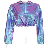 Long Sleeve Holographic Hooded Jacket