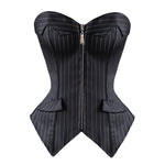 Sexy Black Striped Overbust Corset