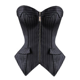 Sexy Black Striped Overbust Corset