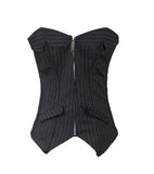 Sexy Black Striped Overbust Corset