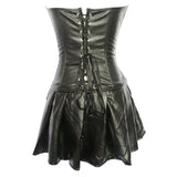 Black Faux Leather Burlesque Corset Dress