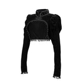 Gothic Black Velvety Crop Jacket