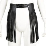 Adjustable Faux Leather Waistband Fringe