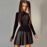 Elegant Solid Turtleneck Dress