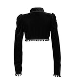 Gothic Black Velvety Crop Jacket