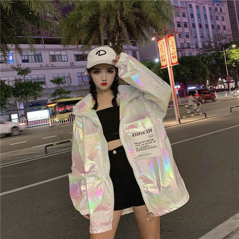 Zipped Holographic Coat