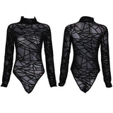 See-through Mesh High Neck Bodysuit