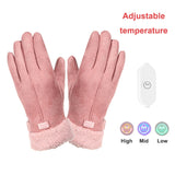 Suede FurLined Electric Heating Gloves