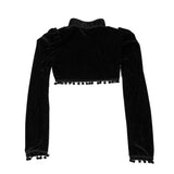 Gothic Black Velvety Crop Jacket