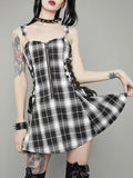 Gothic Plaid Bandage Vintage Dress