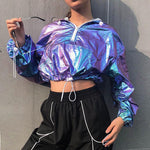 Long Sleeve Holographic Hooded Jacket