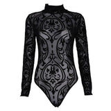 See-through Mesh High Neck Bodysuit