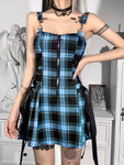 Gothic Plaid Bandage Vintage Dress