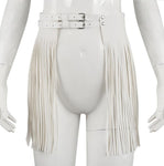 Adjustable Faux Leather Waistband Fringe