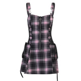 Gothic Plaid Bandage Vintage Dress