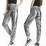 Metallic High Waist Jogger Pants