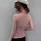 Lace Turtleneck Long Sleeve Top