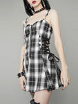 Gothic Plaid Bandage Vintage Dress